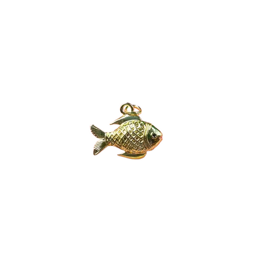 Golden Fin Fish Charm - 14k Gold Plated Brass