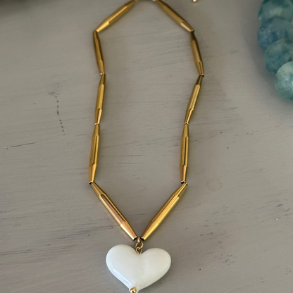 Gold Tube Heart Necklace ~ Deep South Originals