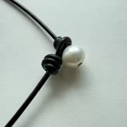 Backroads Beauty Leather & Pearl Necklace