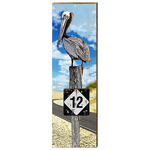 Highway 12 Coastal Pelican Home Decor Art Print on Real Wood