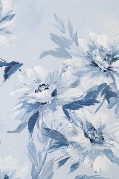 "Danielle," Original chinoiserie painting of blue and white tree peonies (No. 534) - 18 x 24