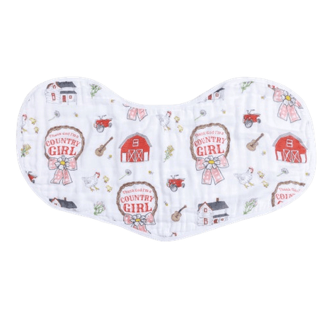 Country Baby Girl Burp Cloth and Bib 2 in 1