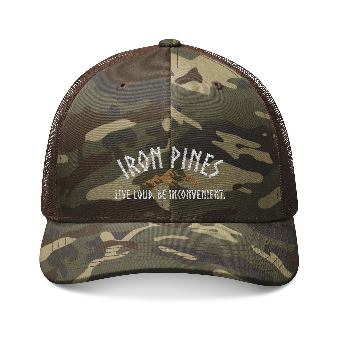 Be Inconvenient Camo Trucker Hat | Rebel Outdoors Snapback by Iron Pines
