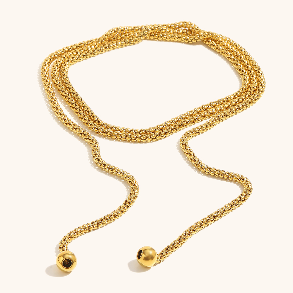 Golden Lariat Wrap Necklace - Stainless Steel