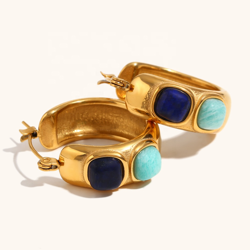 Harbor Stone Hoop Earrings - Stainless Steel