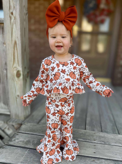 Pumpkin & leaves high waisted ruffle bell set