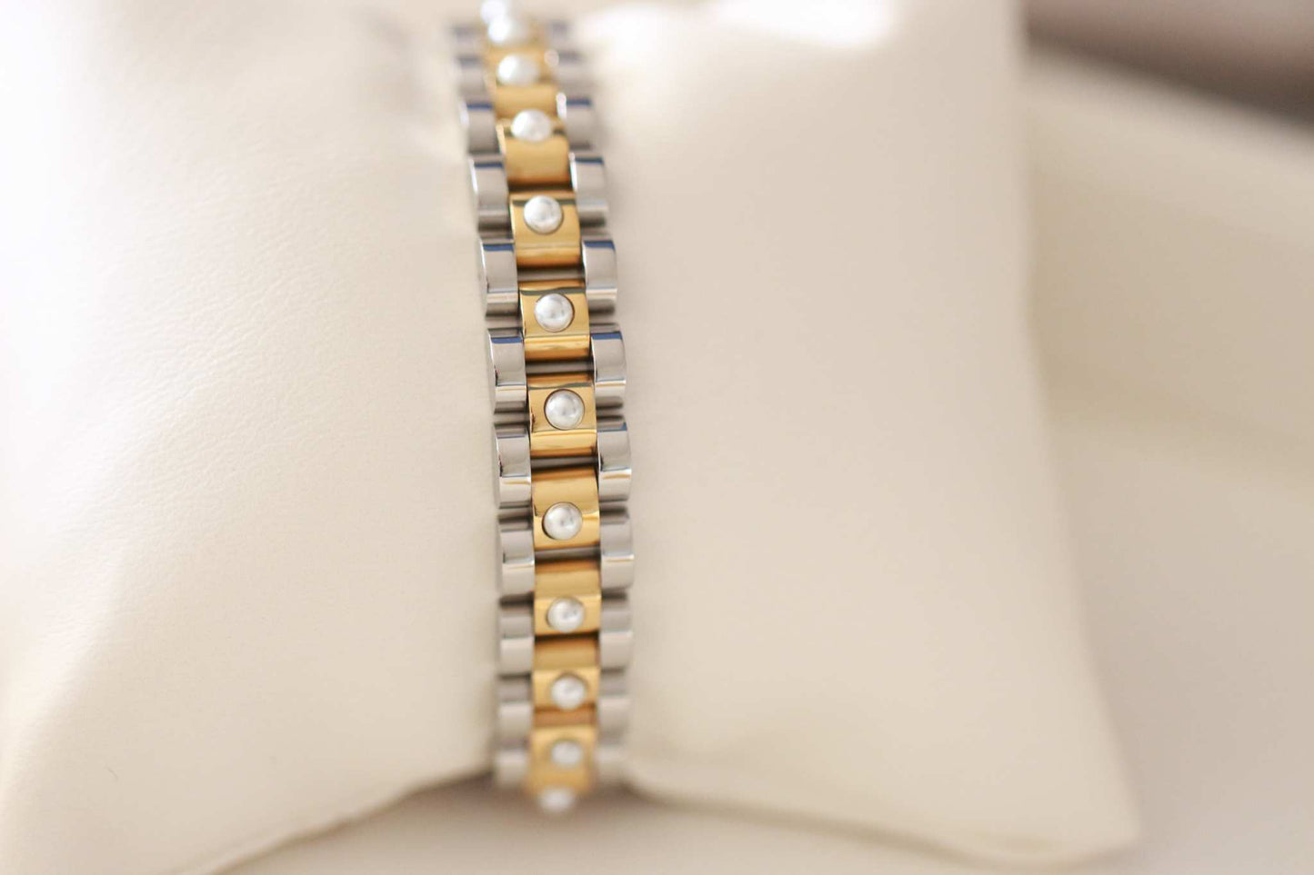 Mixed Metal Band Bracelet with Pearls ~ Deep South Originals