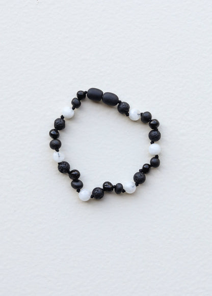 Raw Black Baltic Amber + Moonstone || Anklet or Bracelet