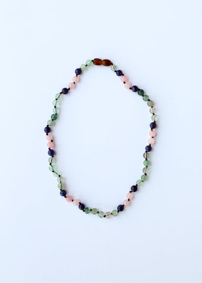Fluorite + Lapis Lazuli + Rose Quartz || Gemstone Necklace
