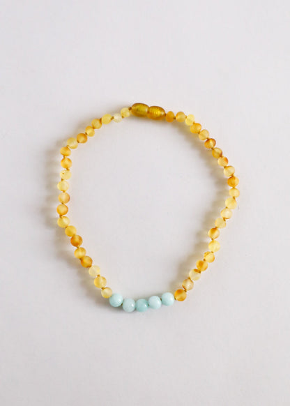 Raw Honey Baltic Amber + Amazonite || Necklace Set