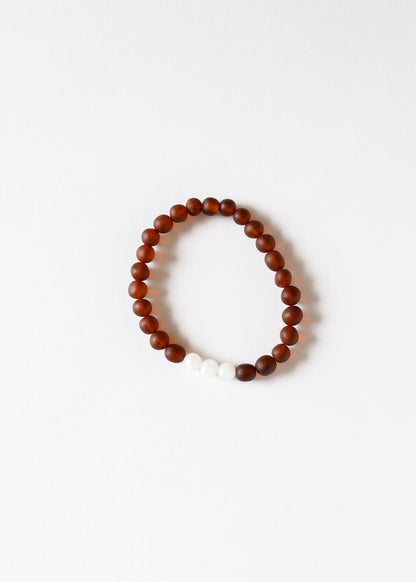 Raw Cognac Baltic Amber + Moonstone || Bracelet Set
