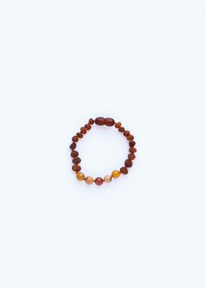 Raw Cognac Baltic Amber + Mookaite Jasper || Anklet or Bracelet