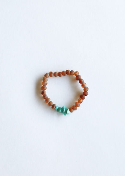 Raw Cognac Baltic Amber + Raw Amazonite || Adult Bracelet