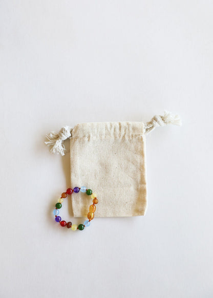 Raw Baltic Amber + Gemstone Rainbow || Anklet • Bracelet