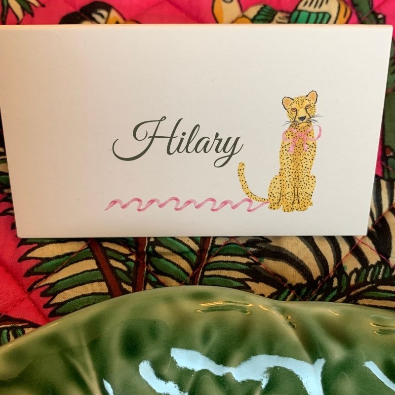 Leopard with Pink Bow - Place Cards