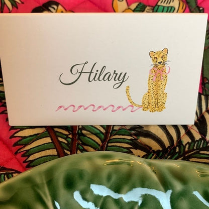 Leopard with Pink Bow - Place Cards