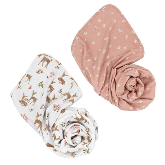 Living Textiles - 2PK 100% Premium Baby Cotton Jersey Swaddle | Sophia Garden