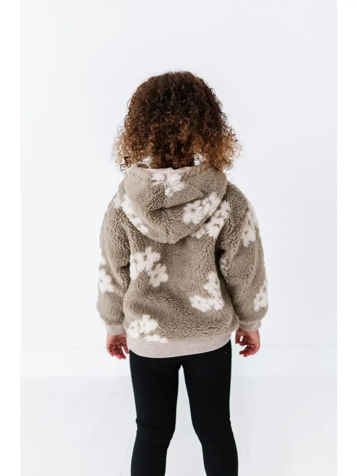 FINAL SALE-Taupe Floral Sherpa Hoodie