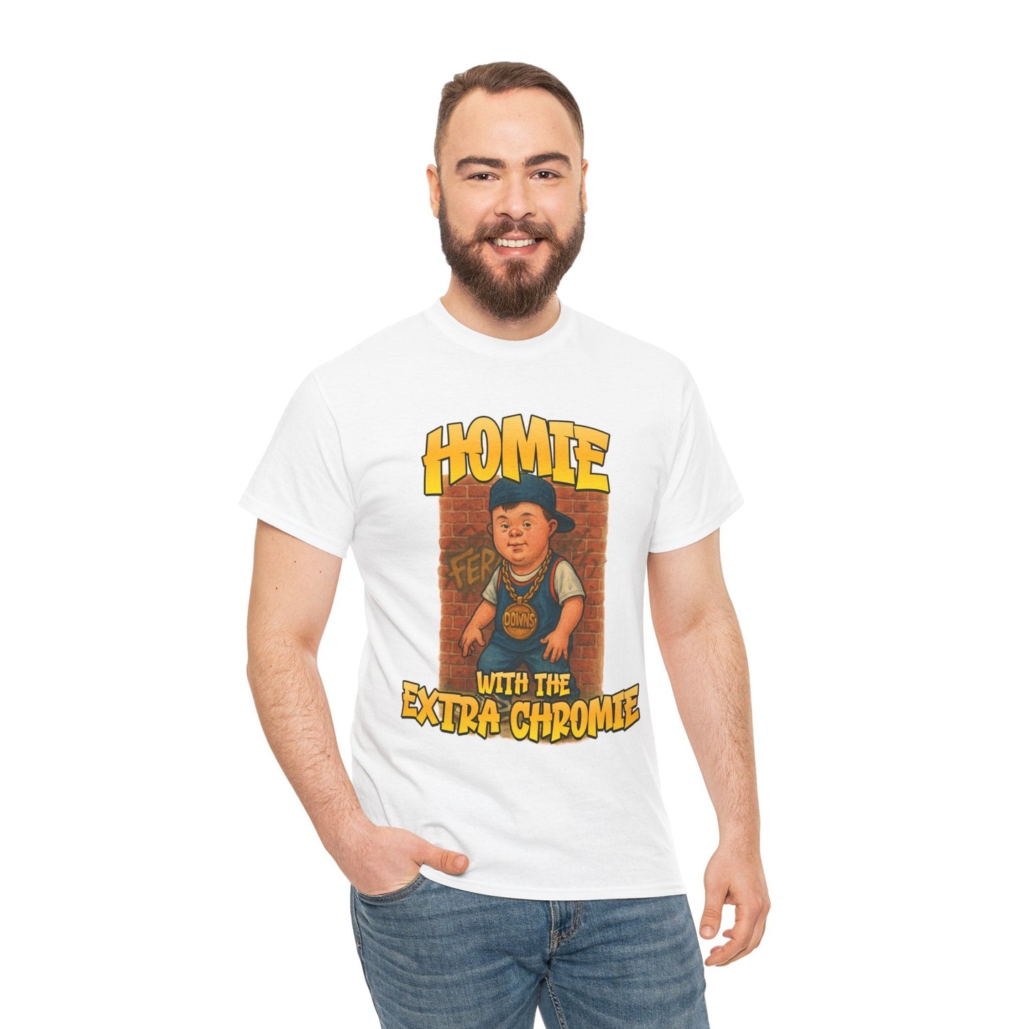 Homie with the Extra Chromie Shirt – Fun Supportive Tee for Down Syndrome Awareness – Gildan 5000
