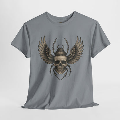 Winged Skull Scarab Shirt – Dark Gothic Beetle Graphic Tee – Gildan 5000 Unisex