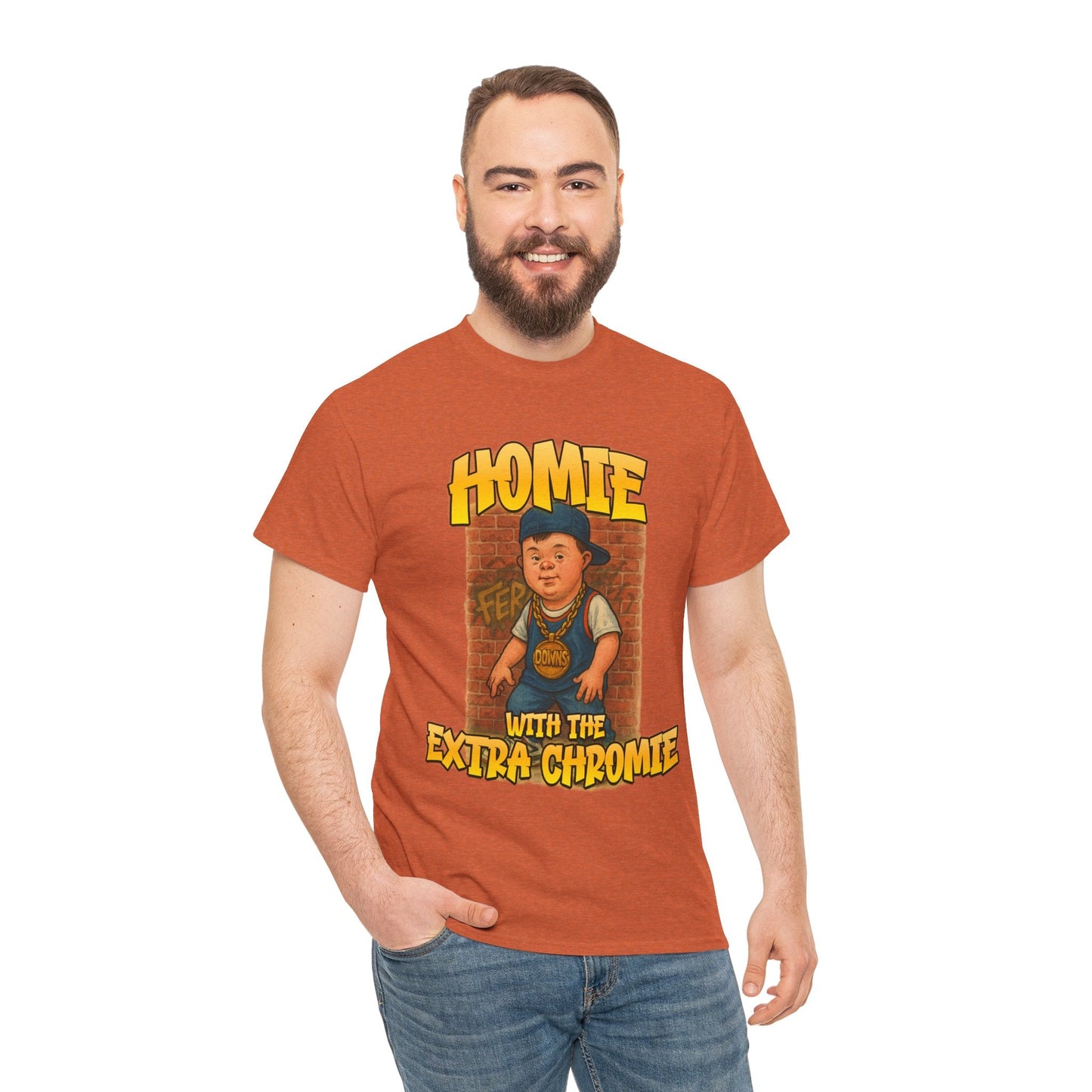 Homie with the Extra Chromie Shirt – Fun Supportive Tee for Down Syndrome Awareness – Gildan 5000