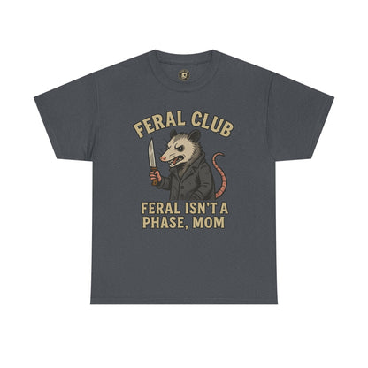 Feral Club Tee - Unisex Heavy Cotton Shirt, Funny Graphic T-Shirt, Gift for Mom, Casual Wear, Easygoing Lifestyle