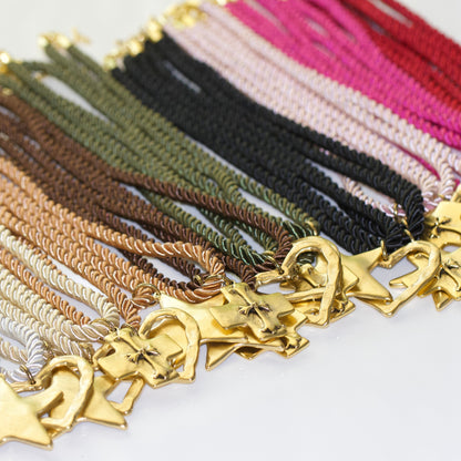 Silk Cord Pendant Necklace – Gold Star, Heart, or Cross