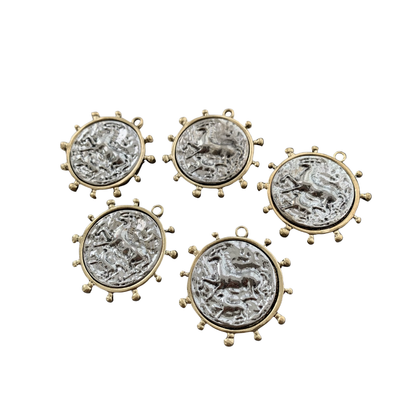 Equestrian Coin Charm 14K Gold Plated