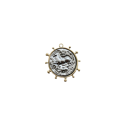 Equestrian Coin Charm 14K Gold Plated
