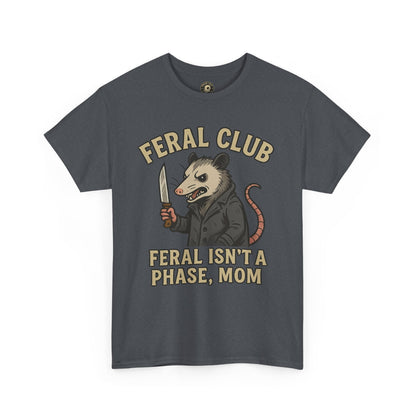 Feral Club Tee - Unisex Heavy Cotton Shirt, Funny Graphic T-Shirt, Gift for Mom, Casual Wear, Easygoing Lifestyle