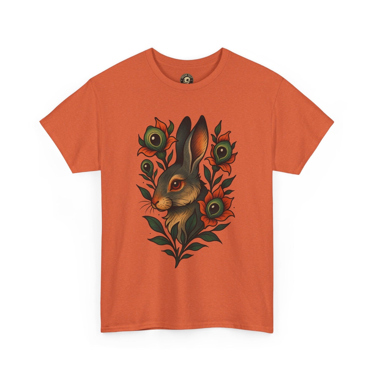 Whimsical Rabbit Floral Tee, Nature Lover Gift, Casual Wear, Eco-Friendly Fashion, Unique Graphic T-Shirt, Year-Round Style