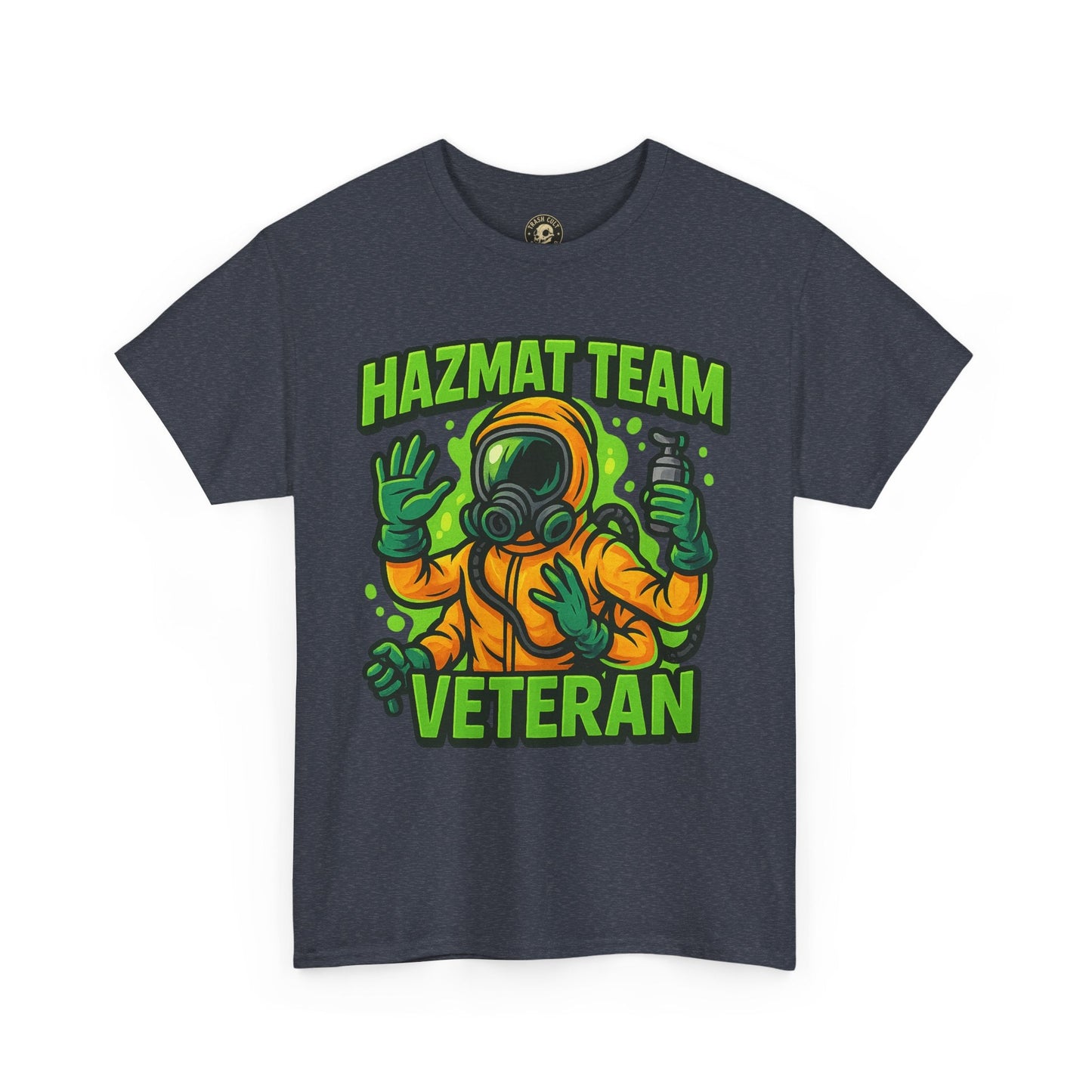Hazmat Team Veteran T-Shirt – Neon New School Biohazard Graphic Tee | Gildan 5000 Sci-Fi Cotton Shirt