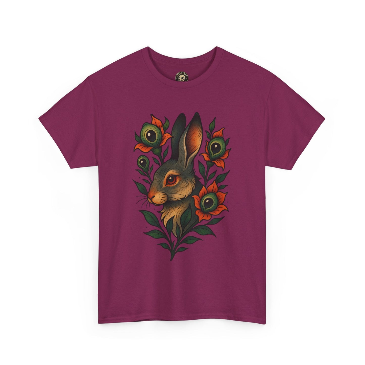 Whimsical Rabbit Floral Tee, Nature Lover Gift, Casual Wear, Eco-Friendly Fashion, Unique Graphic T-Shirt, Year-Round Style