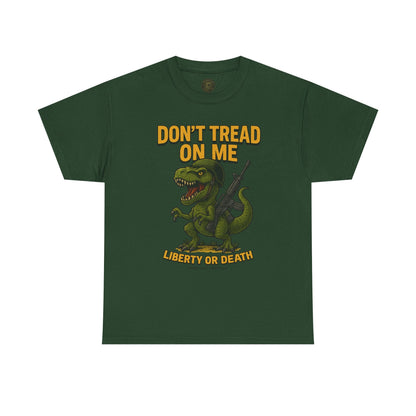 Don’t Tread On Me T-Rex T-Shirt – Liberty or Death Graphic | Trash Cult Supply Co. | Gildan 5000 Heavy Cotton