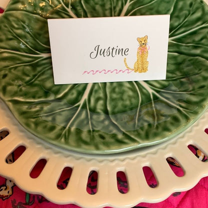 Leopard with Pink Bow - Place Cards