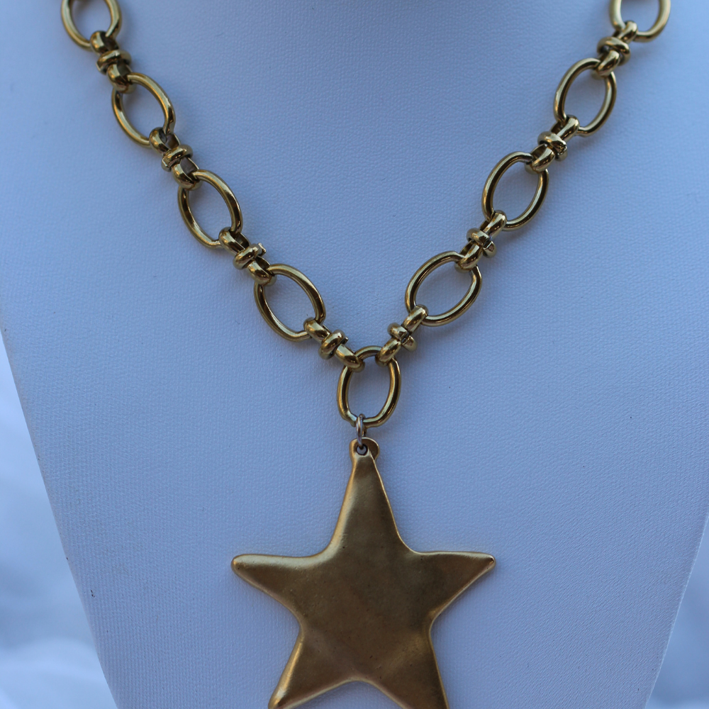 Star Pendant Necklace 14K Gold Plated Stainless Steel