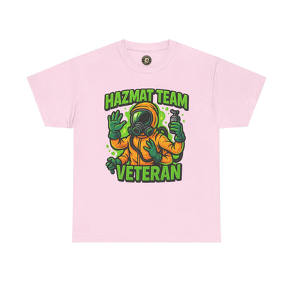 Hazmat Team Veteran T-Shirt – Neon New School Biohazard Graphic Tee | Gildan 5000 Sci-Fi Cotton Shirt