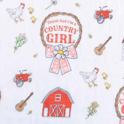 Country Baby Girl Burp Cloth and Bib 2 in 1
