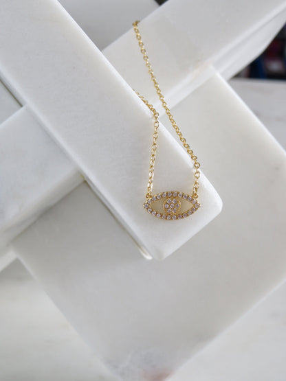 Diamond Evil Eye Connector Necklace