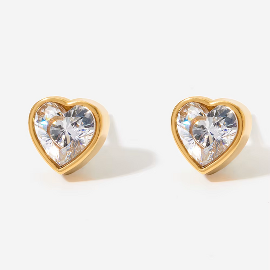 Emma Heart Studs ~ Gold