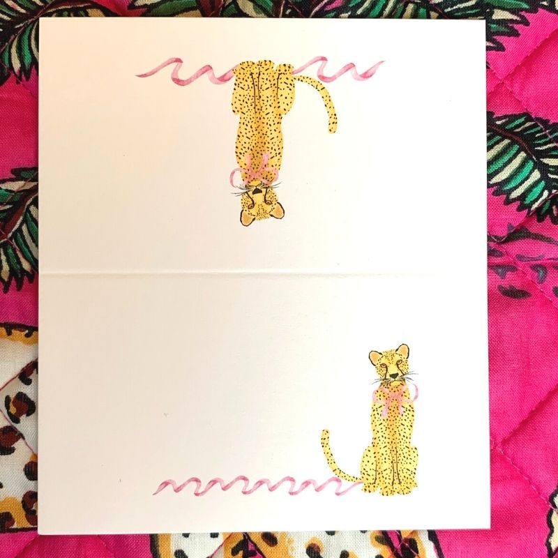 Leopard with Pink Bow - Place Cards