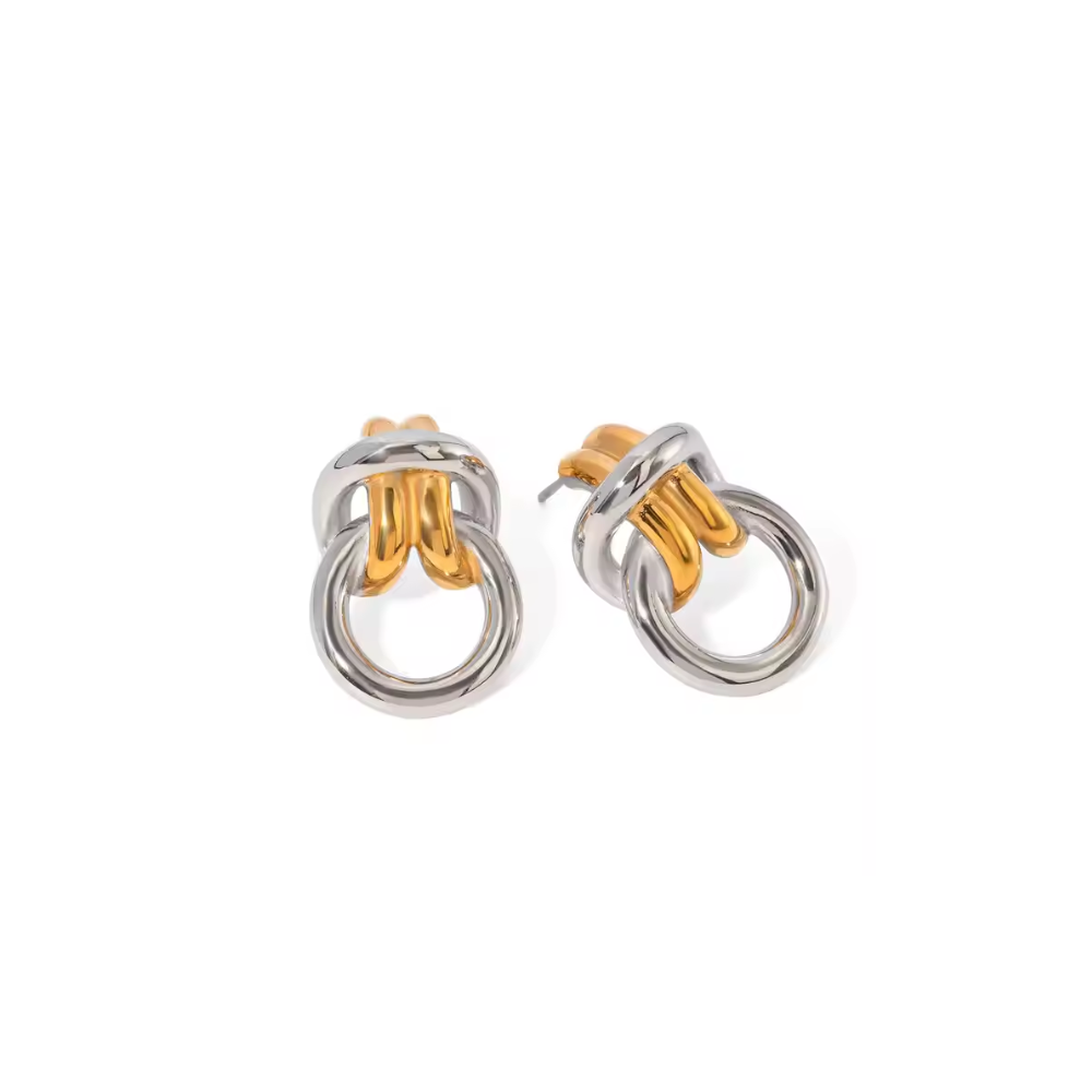 Rhea Link Stud Earrings - Chain Link Stud Earrings - Stainless Steel Waterproof