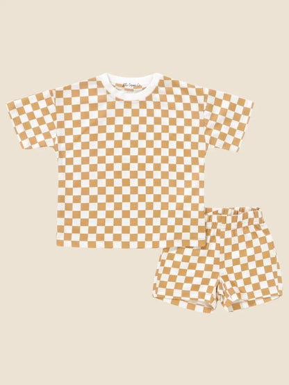 Checkered Short Sleeve Baby Lounge set