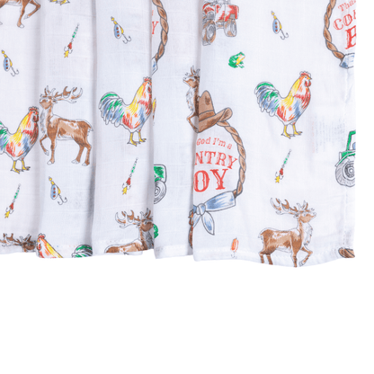Country Boy Muslin Swaddle Receiving Blanket Soft Bamboo Cotton Blend