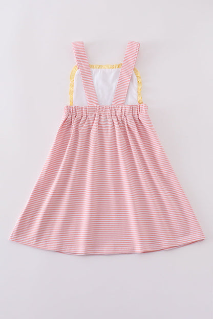 Premium pink cross embroidery dress
