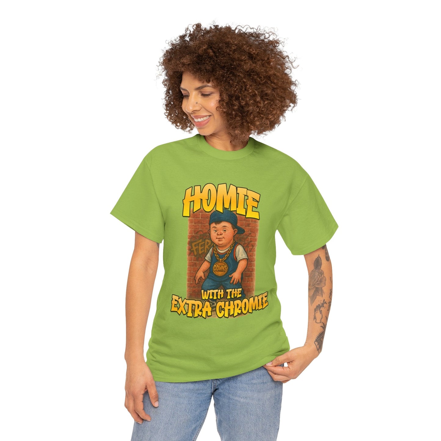 Homie with the Extra Chromie Shirt – Fun Supportive Tee for Down Syndrome Awareness – Gildan 5000
