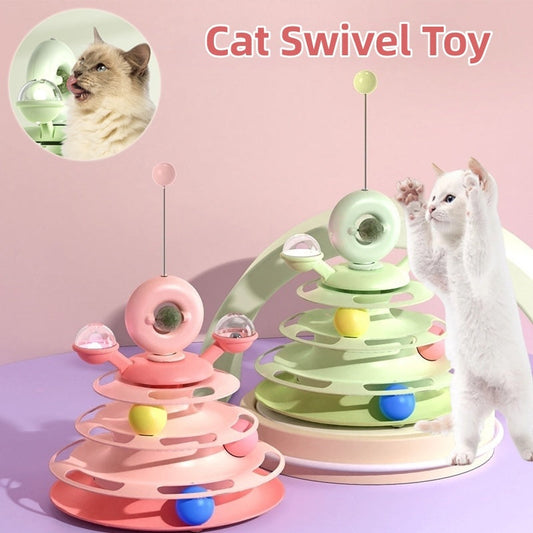 4 Levels Cat Toy Tower Turntable