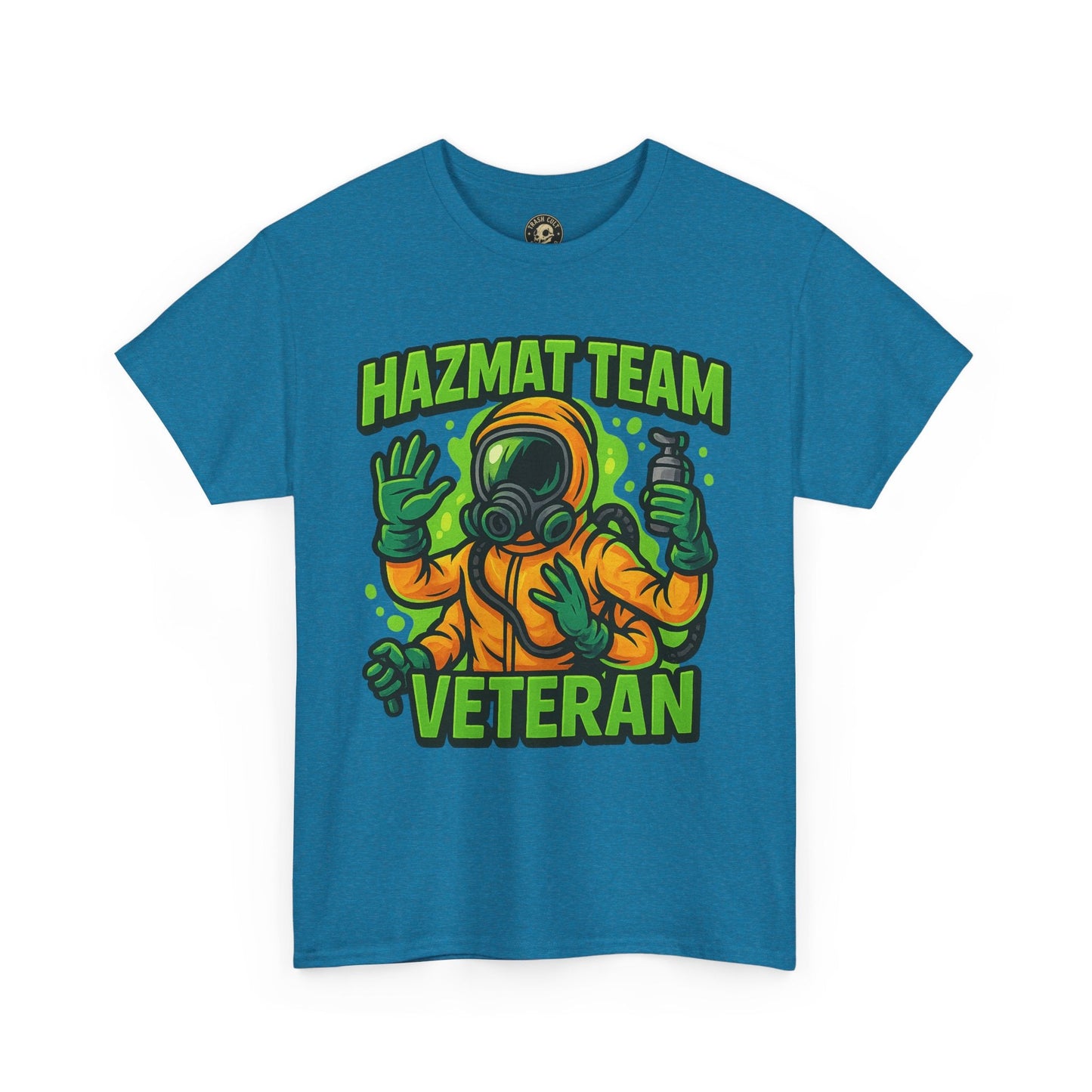 Hazmat Team Veteran T-Shirt – Neon New School Biohazard Graphic Tee | Gildan 5000 Sci-Fi Cotton Shirt