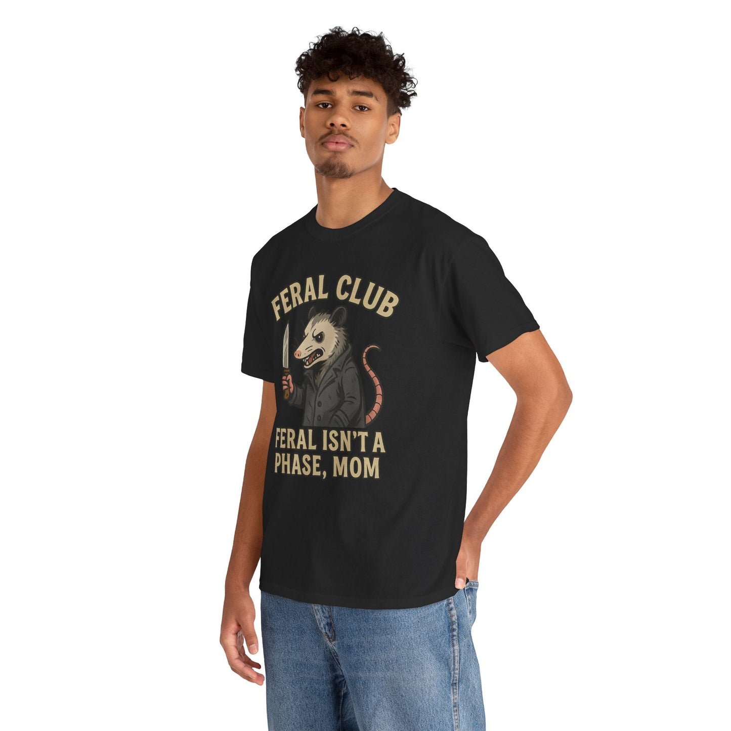 Feral Club Tee - Unisex Heavy Cotton Shirt, Funny Graphic T-Shirt, Gift for Mom, Casual Wear, Easygoing Lifestyle