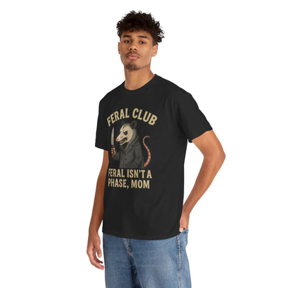 Feral Club Tee - Unisex Heavy Cotton Shirt, Funny Graphic T-Shirt, Gift for Mom, Casual Wear, Easygoing Lifestyle